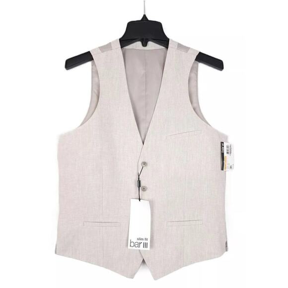 Bar III Men's Slim-Fit Linen Suit Separate Vest Tan XL NWT - Picture 1 of 3